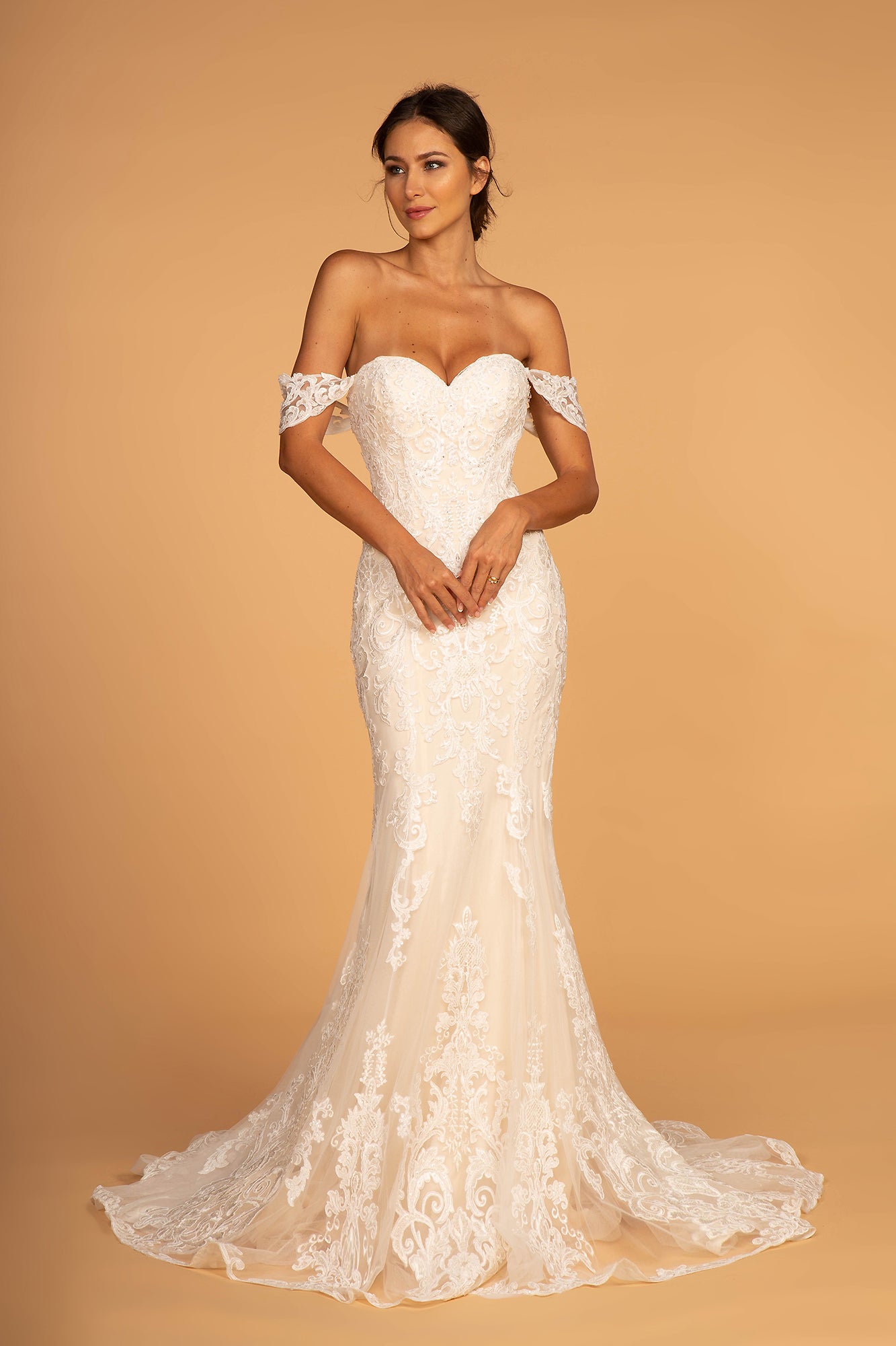 Corset Off Shoulder Mermaid Bridesmaid Dress GL2591 XL Ivory/Champagne Corset Off Shoulder Mermaid Bridesmaid Dress GL2591 XL Ivory/Champagne