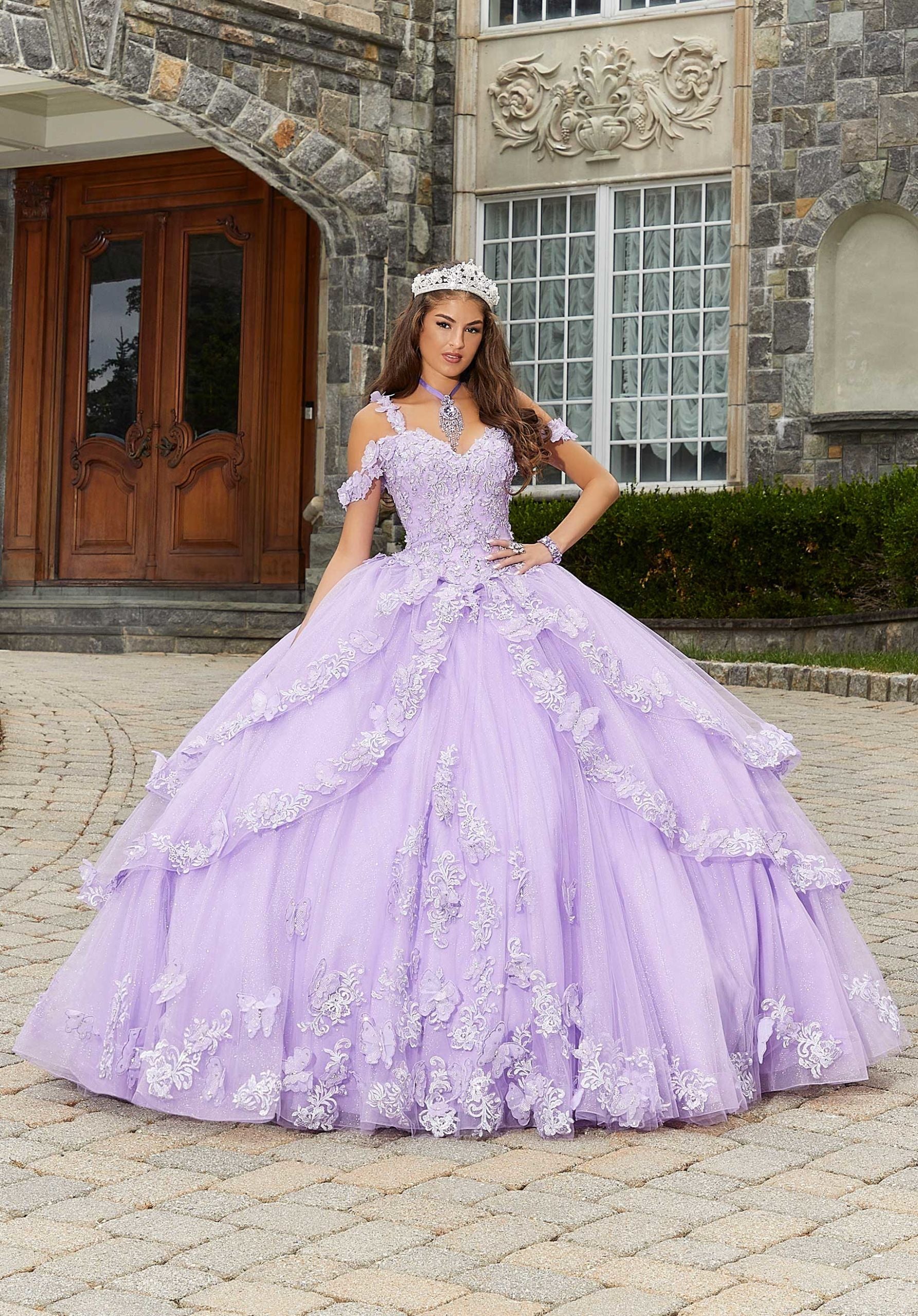 light purple quinceanera dresses with butterflies Glitter Butterfly Strapless Sweetheart Quinceanera... From Uniquebridalboutique, $287.03