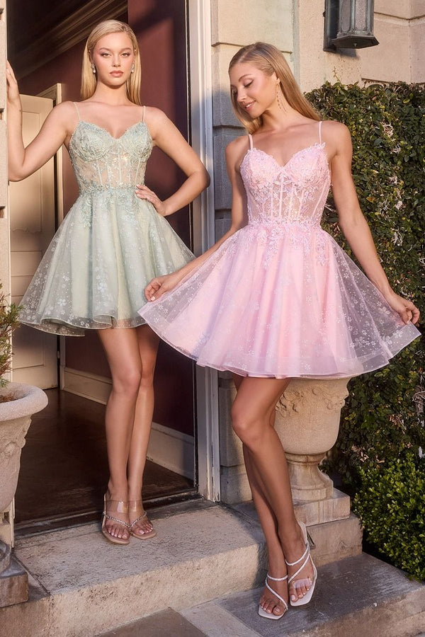 Ladivine Damas & Short Formal Dress - Style CJ419 in Champagne