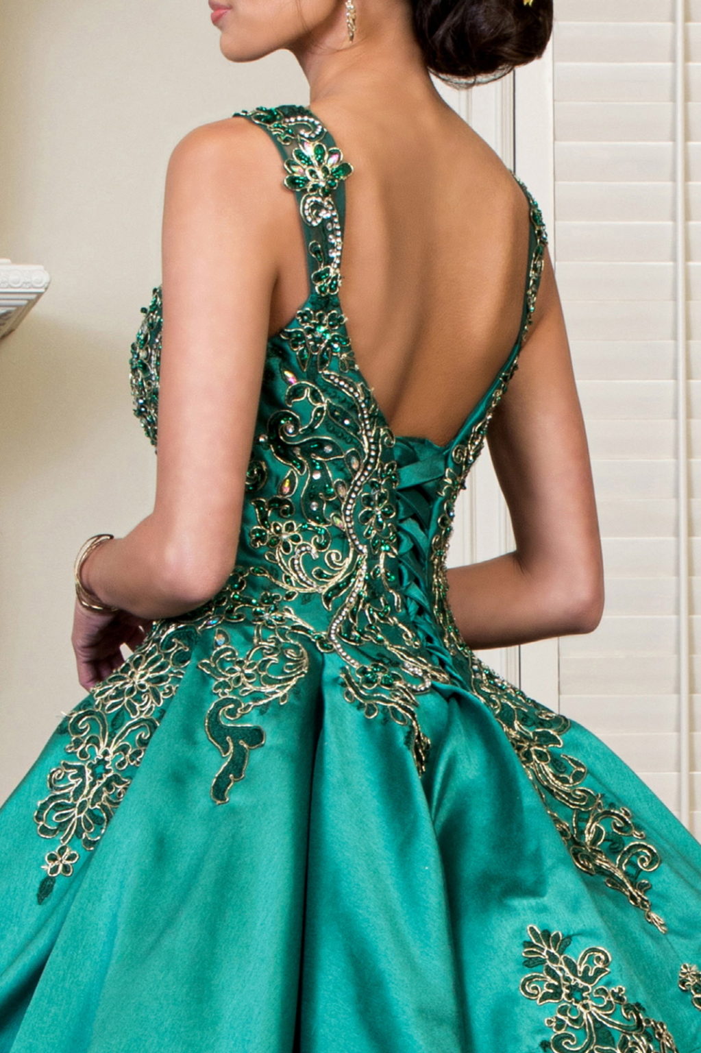 Elizabeth K GL1930 Green and Gold Ball Gown - Formal Dress Shops Green / 3XL Elizabeth K GL1930 Green and Gold Ball Gown - Formal Dress Shops Green / 3XL