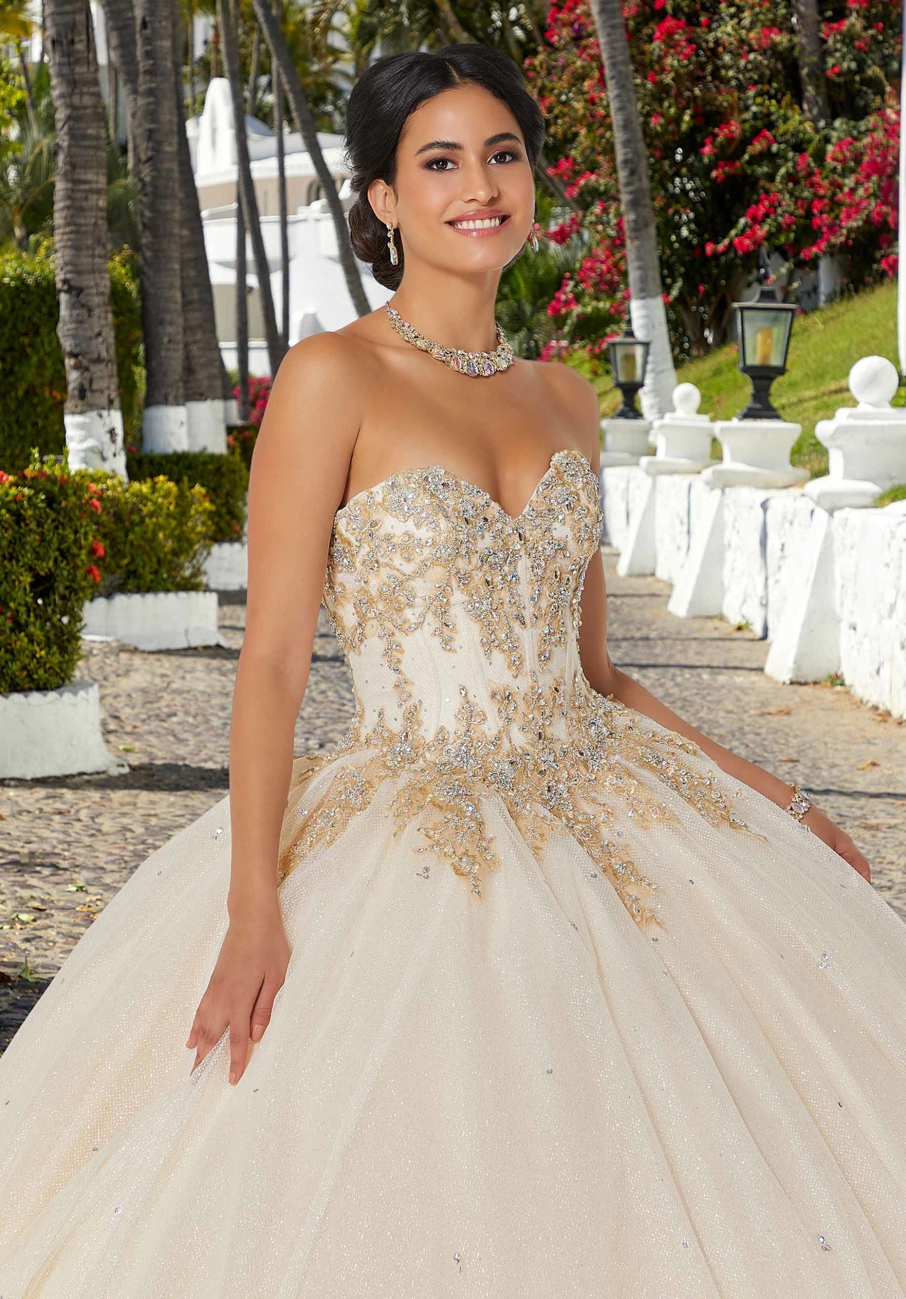 quinceanera white dress Sweet 16 Long Ball Gown Sequin Morilee 89432 White Quinceaera Dress